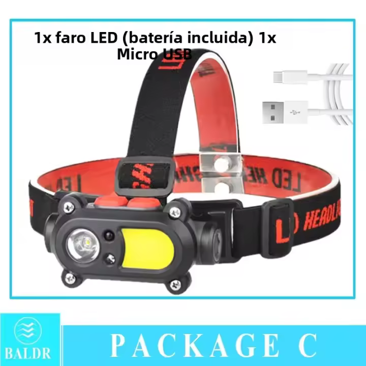 Linterna Frontal LED Recargable Mini Con Sensor De Movimiento Corporal Doble LED Para Camping TorchaLinterna De Cabeza Con USB Impermeable - 1