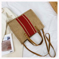 Bolso De Mano De Lona Simple Con Rayas Para Mujer Gran Capacidad Casual Bolso De Hombro Y Cruzado Con Asa Superior - details 10