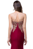 Vestido De Noche Elegante De Sirena Para Mujer Azul Rojo Con Aplicaciones Doradas Lace Sweetheart Illusion Vestido De Boda Fiesta Prom Robe De Soiree - details 15