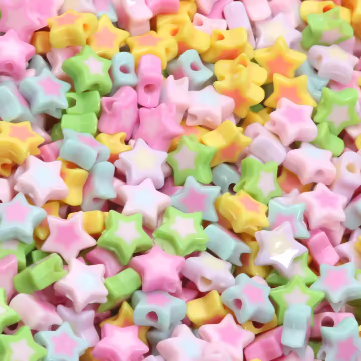50Pcs Bolas De Estrella Coloridas De 10mm Para Creación De Joyas Pulseras Collares Aretes Accesorios DIY De Acrílico - 1