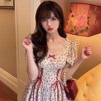 Vestido De Princesa Corto Para Mujer Con Manga Puff Y Volante Bordado En Floral Algodón Suave Y Transpirable Estilo Oficina Lady - details 2