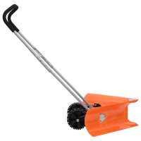 vidaXL Pala quitanieves de doble ángulo mango extensible acero naranja 77 cm - details 2