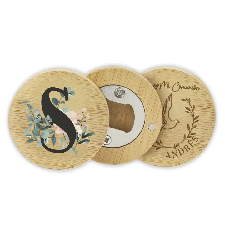 Regalos Vip.es - Pack Abridor Bambú Imán, perfecto para regalar de forma única y original en bodas, comuniones, bautizos, para el día del padre, personalizado, etiqueta, pegatina, sacacorchos, abrebotellas, regalos de decoración, regalos para el hogar. - 1