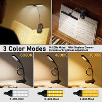 Luz De Lectura LED Dual Con 14 Luces Y Control Táctil De 3 Colores Y 8 Niveles De Brillo Recargable Por USB Luz Nocturna Para Ojos Cuidado Clip En Libro/Mesa Regalo Para Mujer Hombre Niños - details 16
