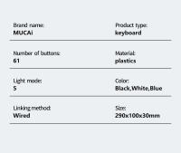 Teclado Mecánico Mini MUCAI MKA610 RGB USB Con Switches Rojos 61 Teclas Cableado Para Computadora Y Portátil Color Negro Puro - details 14