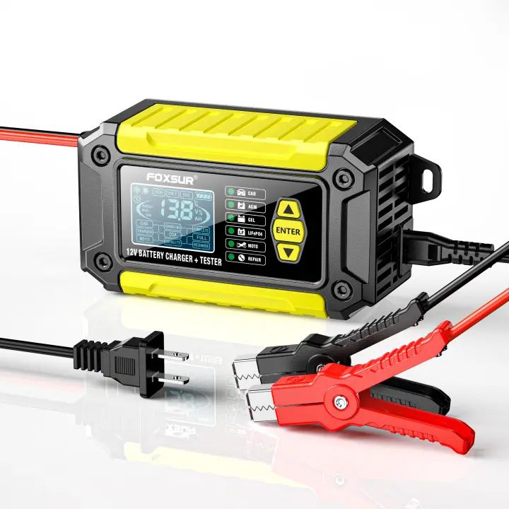 Cargador De Batería De Coche FOXSUR 12V 6A FTC-1206 Para Motocicleta Camión Mantenedor De Baterías De Agua Y Ácido Líquido Con Pantalla LCD Digital - 1