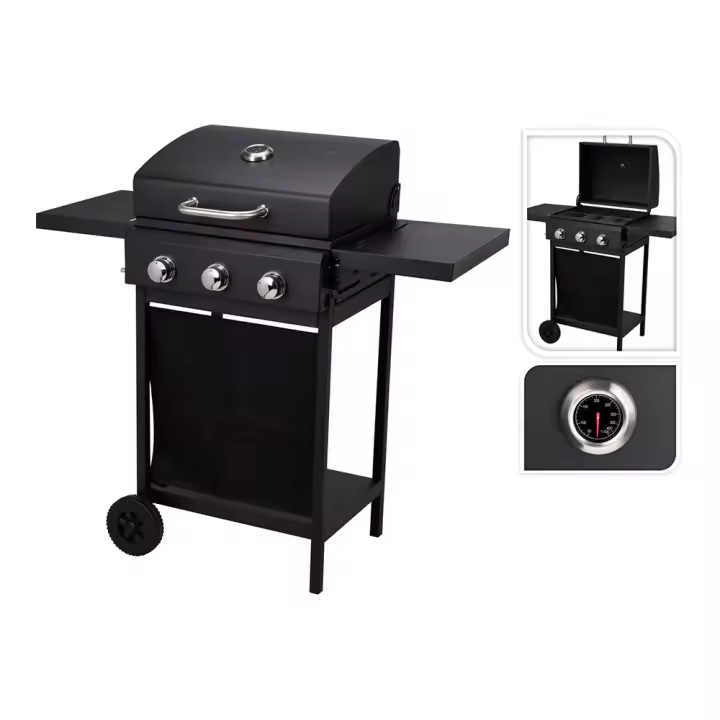 Barbacoa de gas de 3 fuegos 139x56,5x106cm vaggan - 1