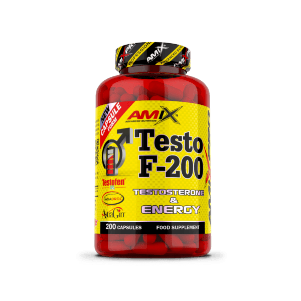 Amix TESTO F-200  200 cápsulas Potenciador de testosterona, energía, fuerza, rendimiento, masa muscular, Tribulus Terrestris, extractos naturales, bienestar, suplemento deportivo