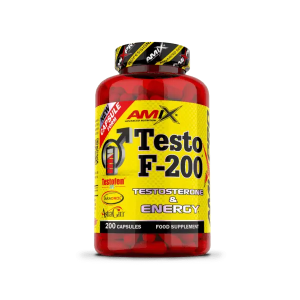 Amix TESTO F-200  200 cápsulas Potenciador de testosterona, energía, fuerza, rendimiento, masa muscular, Tribulus Terrestris, extractos naturales, bienestar, suplemento deportivo - 1