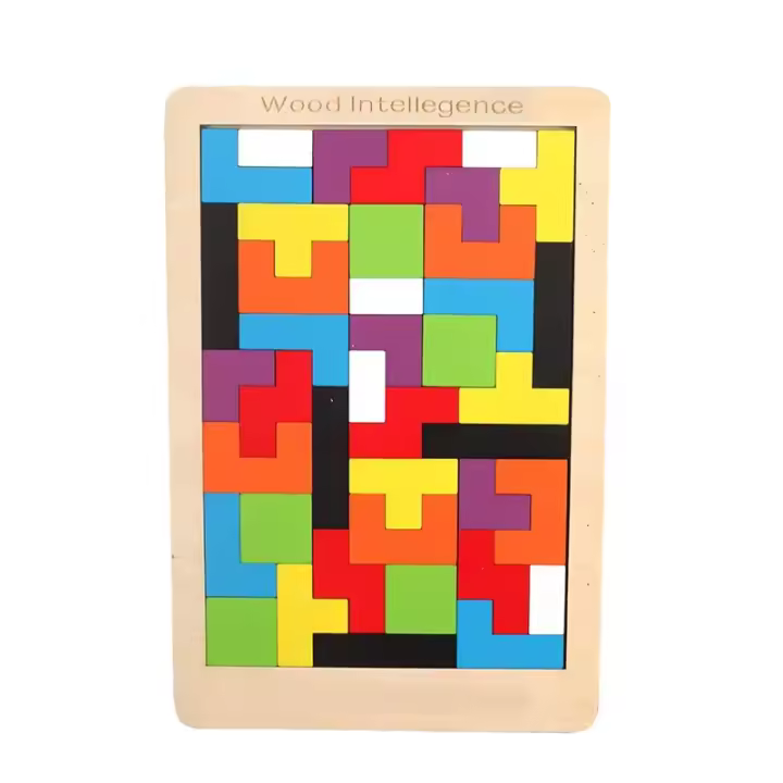 Nuevo Rompecabezas 3D De Madera Tangram Cartoon Juguete Educativo Para Niños Juego De Cubos Preescolar Desarrollo De La Imaginación Formas Juguete Matemático - 1