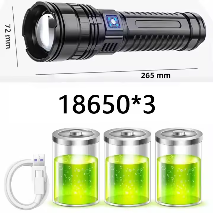 Linterna Táctica Con Batería Integrada Luz De Emergencia 4km 1000W Máxima Potencia LED Distancia De Iluminación > 500 Metros - 1