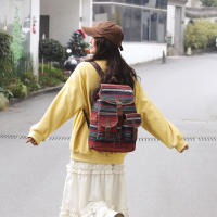 Nueva Mochila Grande Para Mujer 2024 Estilo Étnico Retro Con Cordón Y Estampado Casuístico Bolso De Tanque De Escuela Casual - details 3