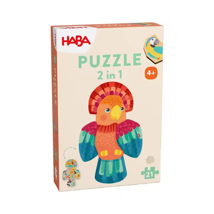 HABA JUEGO HABA PUZZLE 2 EN 1 - PAPAGAYO HABA 15x23x4 Cms. - 1