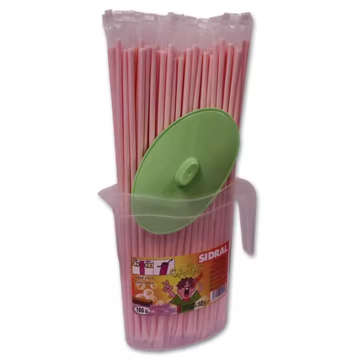 PAJITAS PICA PICA FRESA CAÑAS 160 UNDS. CON JARRA SIDRAL - 1