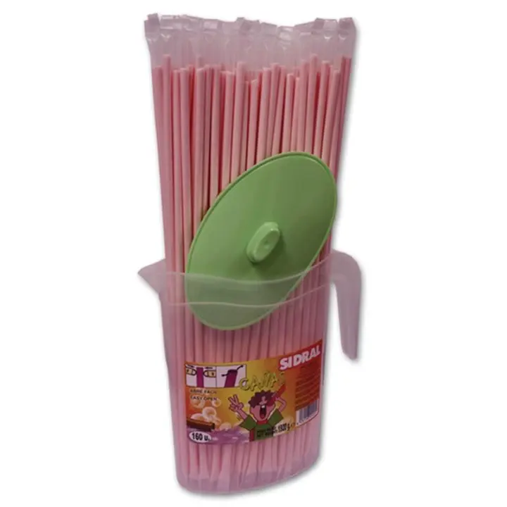 PAJITAS PICA PICA FRESA CAÑAS 160 UNDS. CON JARRA SIDRAL - 1