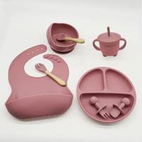 Kids cutlery set with suction cup includes knife, spoon, gown, cup and straw, BPA-free silicone, suitable for babies and toddlers aged 0-6 years - details 3
