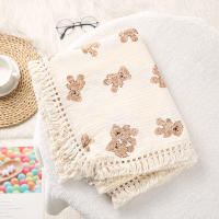 Mullidor De Oso Lindo Para Bebés En Algodón Muselina Tapete De Seda Para Recién Nacidos Estilo Rejilla Suave Y Transpirable Para Todo El Año Accesorios De Cama Para Bebés - details 0