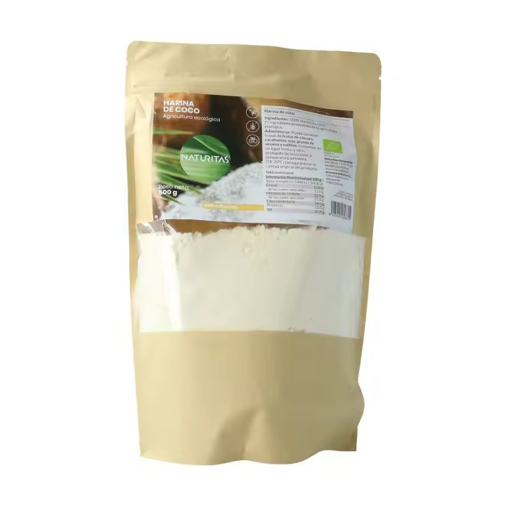 Harina de Coco 500 g Bio NATURITAS  100% Agricultura Ecológica  Sin Gluten  Rica en proteínas y minerales  Producto Vegano - 1