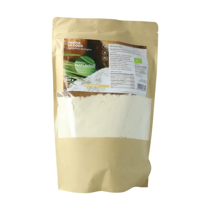 Harina de Coco 500 g Bio NATURITAS  100% Agricultura Ecológica  Sin Gluten  Rica en proteínas y minerales  Producto Vegano - 1