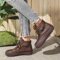 SP Nuevas Botas individuales de otoño Y invierno para Mujer, hecho a mano, estilo retro, casual, de Suela Gruesa, comodas, Con Cordones y Suela suave. - details 5