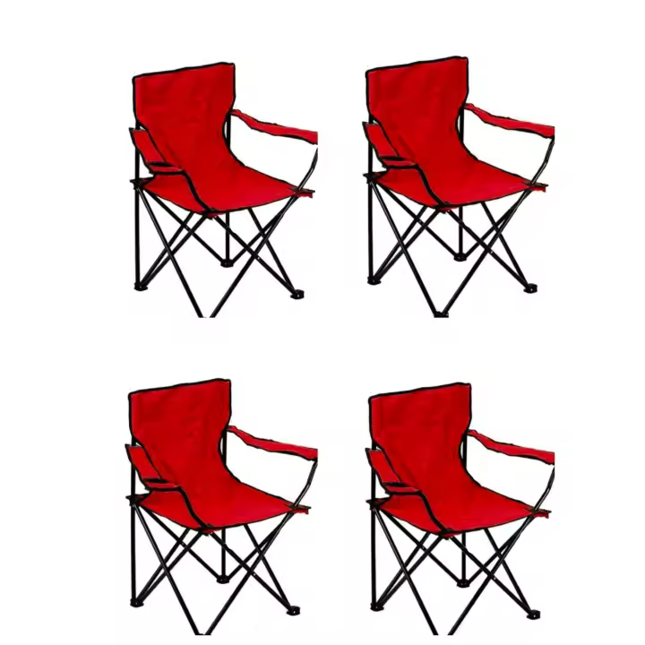 OFERTA[PACK 4] Silla Plegable de Camping de Acero, 50x50x80cm, Silla de Acampada Plegable, Ideal para Camping o Pesca, Estructura de Acero Resistente y Asiento de Lona Impermeable - 1