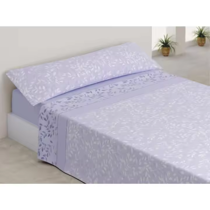 ANGAMA TEXTIL  ALD HOME®️ - MAYA / AZUL -🍀​  Sábanas de Verano Microfibra, juego de 3 piezas, tacto suave, muy elegantes,Sabana bajera ajustable,Azul, hojas, 100% Microfibra, Buen Descanso - 1