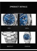 Reloj De Pulsera De Cuarzo Para Hombre CHRONOS Lujo Tendencia Acero Inoxidable Resistente Al Agua Con Calendario Completo Y Manos Luminosas - details 8