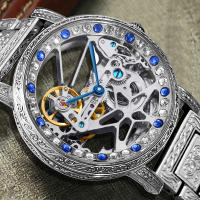 Reloj Mecánico De Lujo Para Hombres Con Correa De Acero Y Estilo Elegante Luz Blanca Grabado En El Eje Completamente Automático Resistente Al Agua - details 4