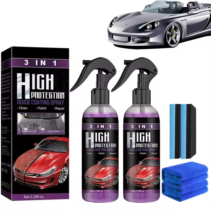 Revestimiento para automóviles, aerosol de revestimiento de automóviles de cerámica 3 en 1, aerosol de revestimiento para automóviles, aerosol de revestimiento rápido para automóviles 3 en 1 de alta protección (100 ml-2 piezas) - 1