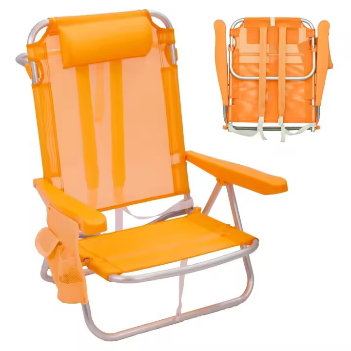 Silla playa mochila de 4 posiciones de aluminio y textileno de 61x47x80 cm - 1