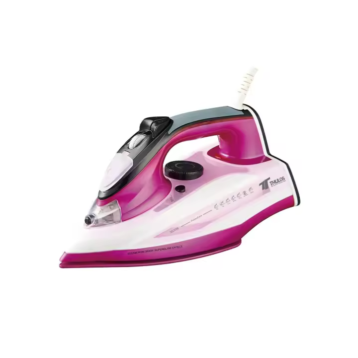 Plancha vapor  - suela Nano Cerámica, - POTENCIA 3000W. - MARCA THULOS - MODELO TH-PV3000 - COLOR ROSA - 1