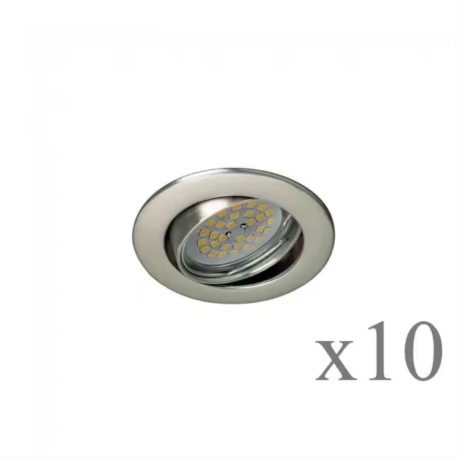 WONDERLAMP Wonderlamp Pack 10 Lámparas de Techo Empotrables Redondas Níquel con Portalámparas GU10 - 1