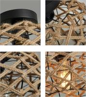 Lámpara de techo semiempotrada estilo bohemio, mimbre de ratán, iluminación rústica, lámpara de techo de ratán tejido estilo vintage, con diseño de jaula tejida vintage, adecuada para pasillos, salas de estar, comedores, dormitorios y salas de estudio. - details 3