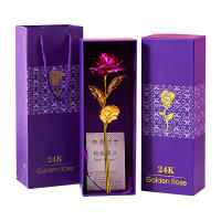Rosa Dorada 24K Artificial Colorida Flor Metálica Regalo Único Para Las Mujeres En Día De San Valentín Con Caja De Regalo Decoración - details 22