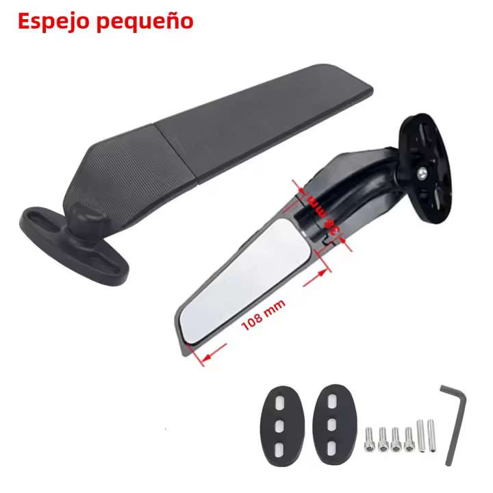 Espejo Retrovisor Ajustable Para Motocicleta Suzuki GSXR 600 750 1000 GSX1300R GSX650F GSX-R Aluminio Y Vidrio Negro - 1