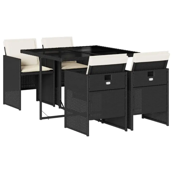 vidaXL Set de muebles jardín 5 pzas con cojines ratán sintético negro - 1