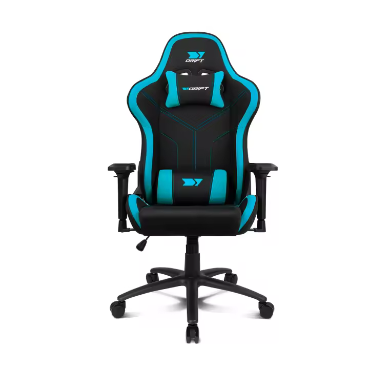 DRIFT GAMING Silla DR110 - Silla Profesional, Tejido Fabric Alta transpriación, reposabrazos 4D, Ruedas silenciosas, Piston Clase 4, inclinación, Cojines Cervical/Lumbar, Negro/Azul - 1
