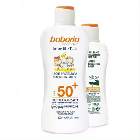 BABARIA LECHE PROTECTORA SOLAR INFANTIL SPF50+ 200ML + AFTER SUN ALOE 100ML - 1