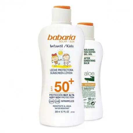 BABARIA LECHE PROTECTORA SOLAR INFANTIL SPF50+ 200ML + AFTER SUN ALOE 100ML - 1