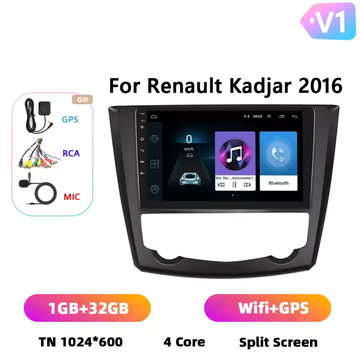 Podofo Radio de coche Android 2 Din para Renault Kadjar 2016 Carplay 8+128GB AI Voice WIFI+4G DSP GPS Navegación Multimedia Reproductor de Video - 1