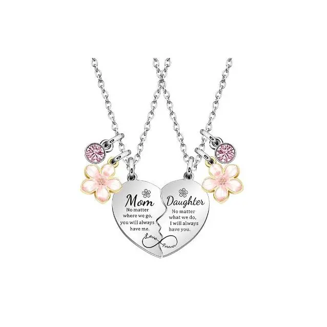 Collar nuevo con Grabado de aleación de zinc con Corazón de Madre y Hija, regalo para el Día DE LA Madre. - 1