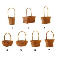 Cesta De Tejido De Imitación De Rotán Con Manija Para Decoración Del Hogar Almacenamiento De Verduras Frutas Flores - details 2