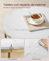 Mesa de centro redonda de imitación mármol, estante de vidrio templado, 65x46 cm, estilo moderno para salón - details 3