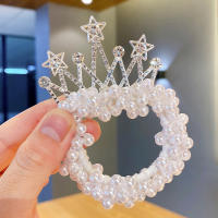 Cinta Elástica De Pelo Con Corona De Perlas Para Niñas Accesorios De Cabello De Moda Para Niños Cuidado Personal Y Belleza - details 1