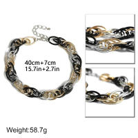 Collar Gargantilla Punk Lacteo Fashion Para Mujeres Y Hombres Color Oro Multicapa Cadenas Gruesas Joyería Collar Geométrico De Aleación De Hierro Y Aluminio - details 2