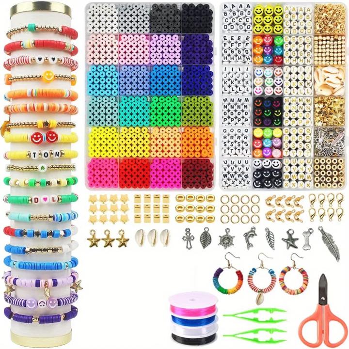 Kit De 10000 Piezas De Cuentas De Arcilla Polimérica Para DIY Joyería Hecha a Mano Suministros Para Pulseras Collares Y Aretes Color Verde