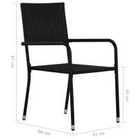 vidaXL Set de muebles de comedor de jardín 5 piezas de ratán negro - details 6