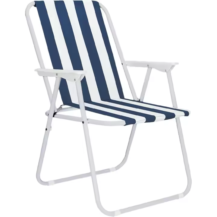 GREATOOL Silla de Playa Plegable con Reposabrazos , 75 x 53 x 43 cm, Estructura de Acero Resistente,Asiento de Lona Impermeable,Estampado a Rayas ,Ideal para Playa o Camping - 1