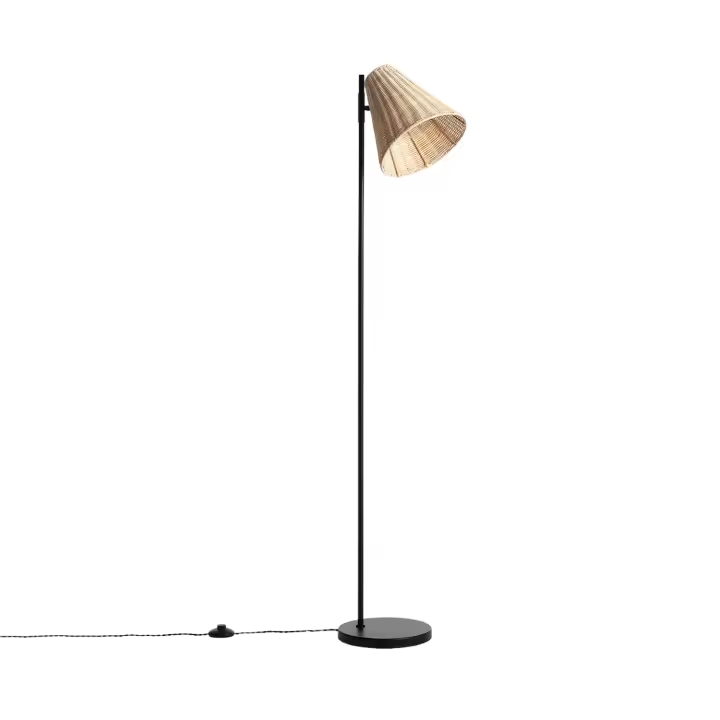 Ledkia Lámpara de Pie Metal y Ratán Cesto - 1