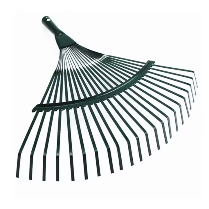 Rake De Jardín Con 22 Dientes Herramienta Agrícola Sin Mango Verde O Negro Acero De Carbono Alta Herramienta Para Rascar Y Recoger Hojas - 1